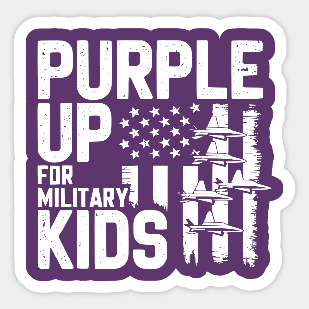 Purple Up For Military Kids Support Military Child Month Patriotic Flag Sticker by ArtistTee ⭐⭐⭐⭐⭐